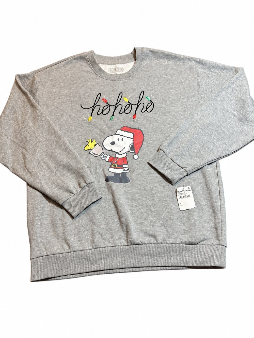 Peanuts Snoopy Christmas Sweatshirt Women’s XL Ho Ho Ho Woodstock NWT Gray soft